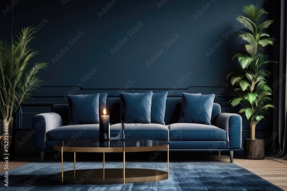 Obraz premium interior of Living Room Interior with frames, poster armchairs ,sofa and Sideboard on Top
