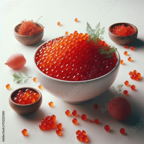 Luxury red caviar in the bowl 
