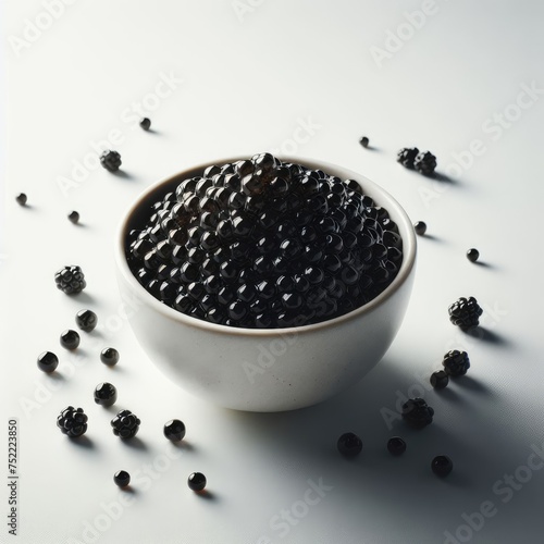 Luxury black caviar in the bowl