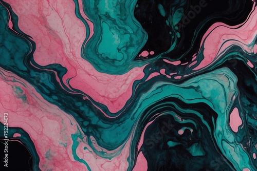 pink and teal color marble with black swirls backdrop