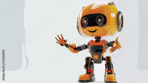 Friendly positive cute cartoon orange robot with smile
