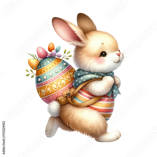 Joyful Easter Bunny Sailing in a Decorative Eggshell Boat with Festive Flair