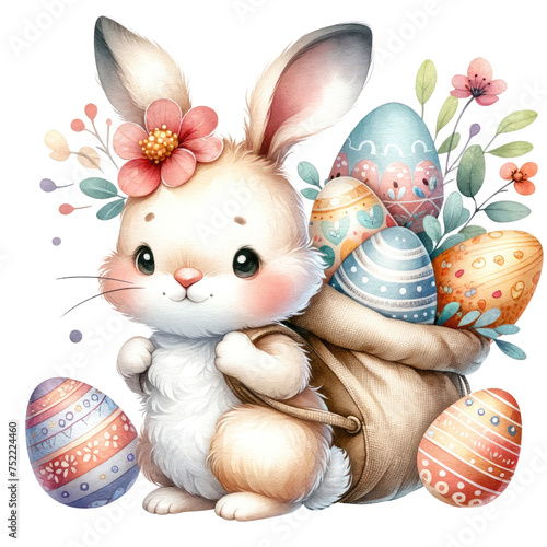 Joyful Easter Bunny Sailing in a Decorative Eggshell Boat with Festive Flair