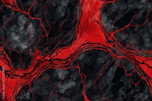abstract acrylic black background with red fluid texture