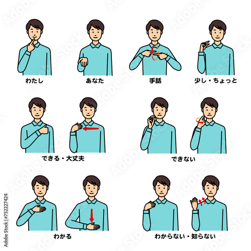 手話で話している男性セット