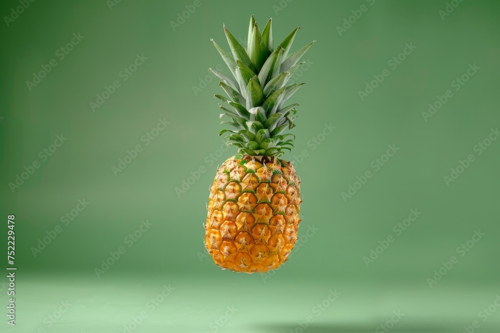 piña aislada sobre fondo verde, piña tropical grande, fruta fresca ...