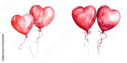 valentine love heart balloons watercolor vector illustration