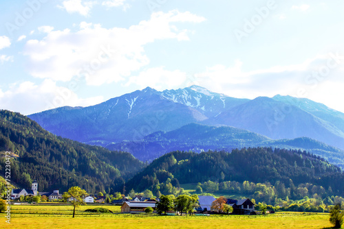 Mountains, meadows, forest, Alps. Spring. Europe