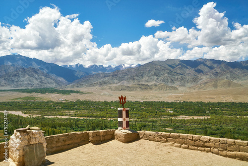 Panoramic view from the Thiksey Monastery in Ladakh photo