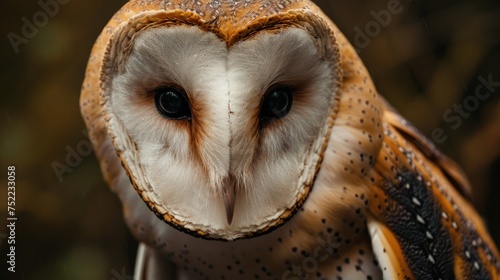 close up view of common barn owl Tyto albahead.Ai generated