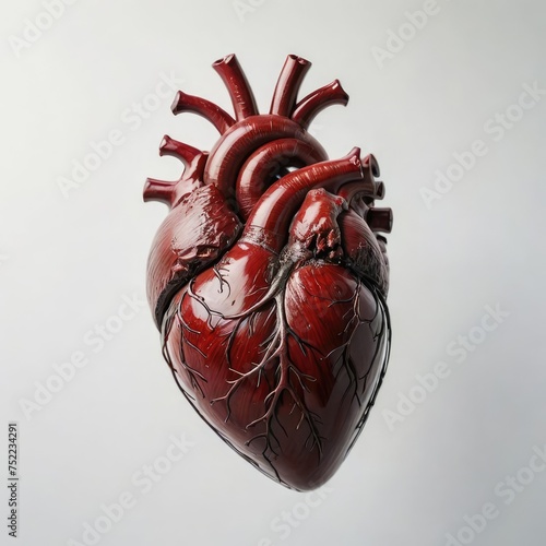 human heart anatomy model on white 