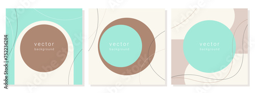 Templates posters social stories square layout, abstract boho style, brown and blue pastel colors banner and advertising design, brochure.