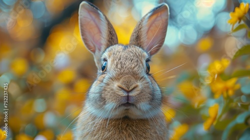 A Close Up of a Rabbit in a Field of Flowers