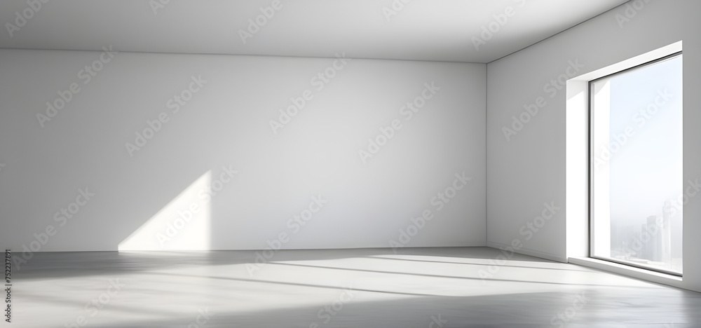 Empty room with white light shadow and floor. Natural shadow overlay on white background. Empty room with white light shadow and floor. Natural shadow overlay on white background.