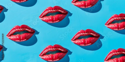 Pattern labios rojos con fondo azul