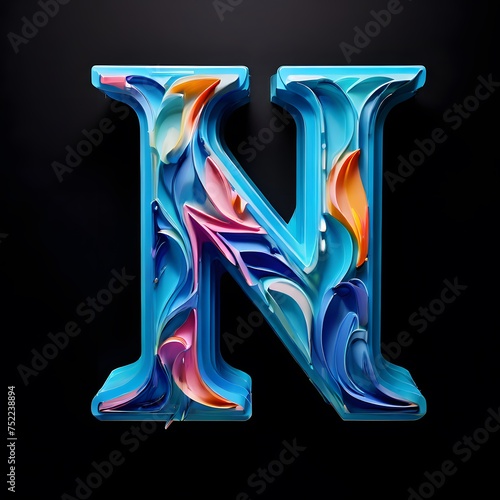 letter N, n for name, n for non, n for nature, Neon color