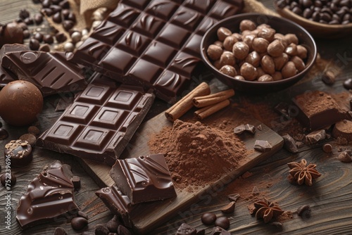 chocolate with cocoa beans. generative ai