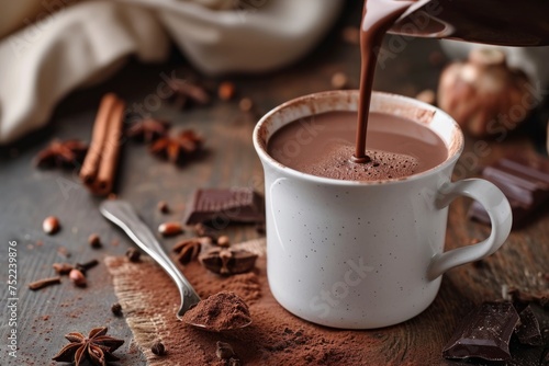 pour hot chocolate cup. generative ai