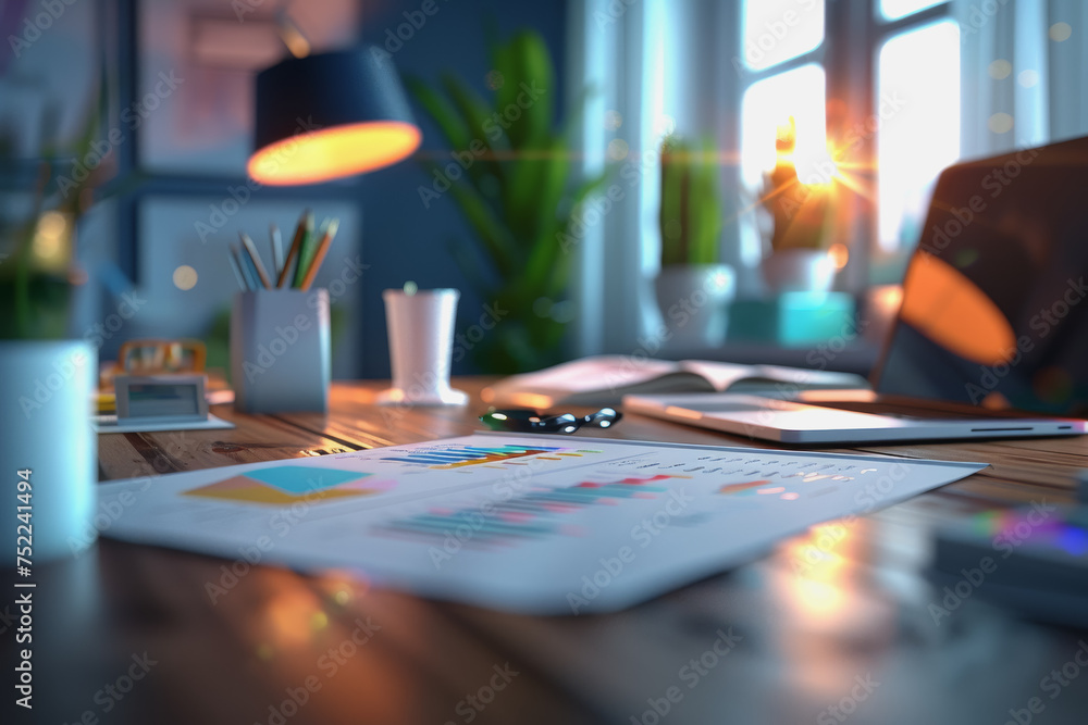 Graph charts that are models are inside the office. Show financial balance. AI generated Graph charts that are models are inside the office. Show financial balance. AI generated
