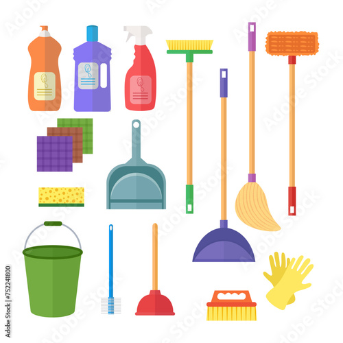 House cleaning and cleaning tools. Vector illustration.