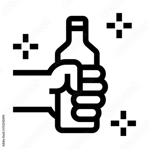 Icono de bebida. Botella refrescante, hidratación, fiesta y celebración. Ilustración vectorial