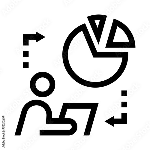 Icono de analista de datos. Información, gráfico de estadísticas, evaluación analítica. Ilustración vectorial