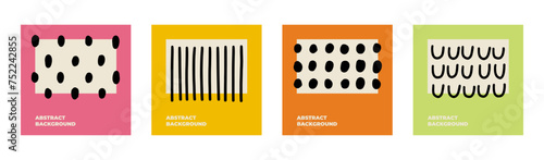 Doodle trendy shapes art banner set. Template for social networks vector backgrounds 