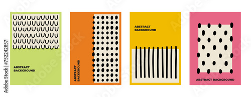 Doodle trendy shapes art banner set. Template for social networks vector backgrounds 