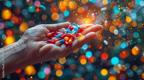 Person Holding Handful of Pills