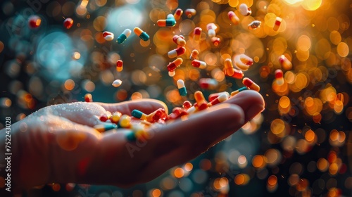 Person Holding Handful of Pills