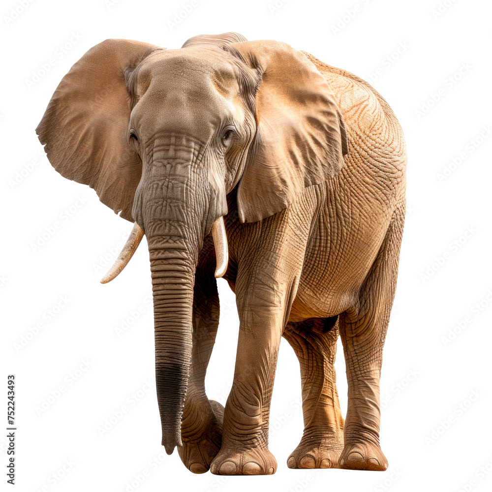 A large elephant is standing isolated on a transparent background Isolated on transparent background, PNG