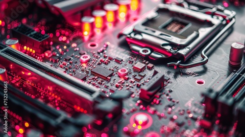 Close Up View of a Computer Motherboard