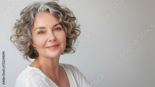 Beautiful elderly women with youthful skin, aging society, photography. 