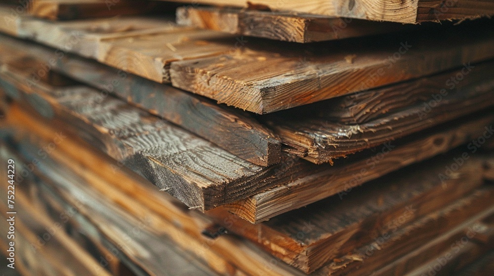 A stack of sturdy wooden planks, their grain hinting at the natural beauty waiting to be revealed in DIY projects.