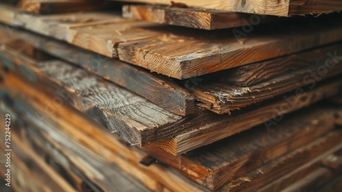 A stack of sturdy wooden planks, their grain hinting at the natural beauty waiting to be revealed in DIY projects.