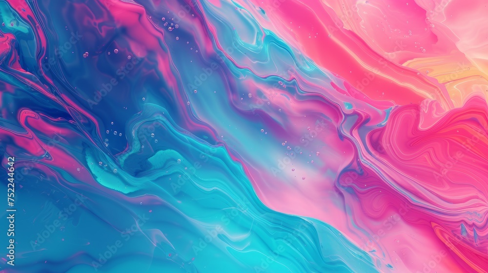 An abstract fluid art background with vibrant colors like neon pink and electric blue
