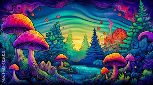Mushrooms Magic Psychedelic artwork © ArtStockVault