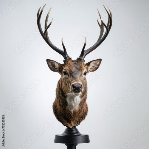 deer head trophy on white 