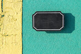 Top view image of empty blackboard sign on textured floor