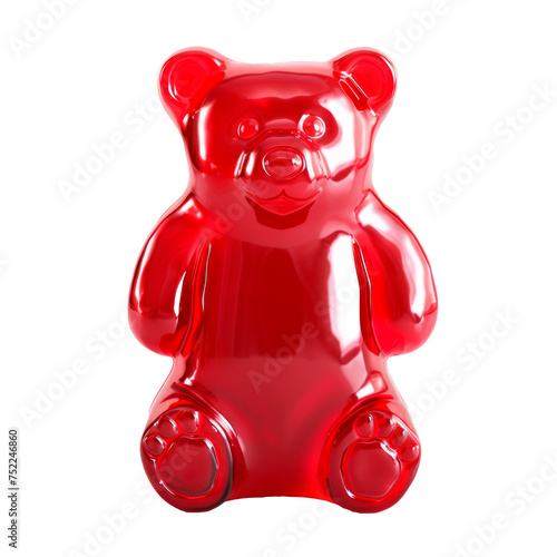 A red bear made of gummy bears Isolated on transparent background, PNG