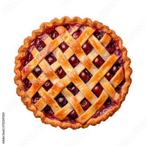 A cherry pie with a lattice crust Isolated on transparent background, PNG