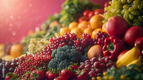 Vibrant display of organic produce, colorful and ripe, on a clear backdrop