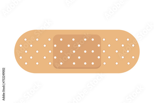 Medical plaster isolated on white background, wound plasterer or bandaged patch, vector adhesive health care object. Injury tape plaster flat design, Sticking plaster.First aid concept.	