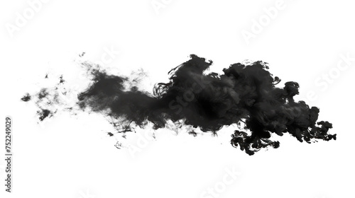 A black smoke cloud is rising. Isolated on transparent background, PNG
