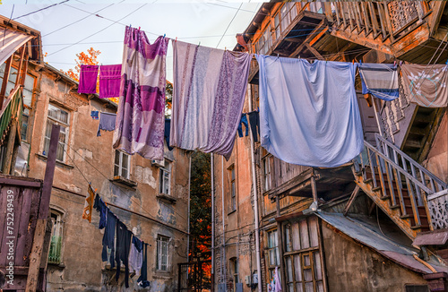 courtyard where clothes are dried in Tbilisi Georgia © Sofiia