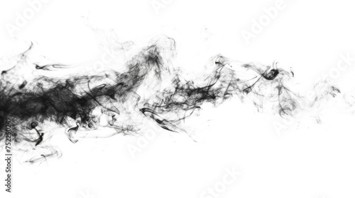 A black smoke trail is shown on a white background Isolated on transparent background  PNG