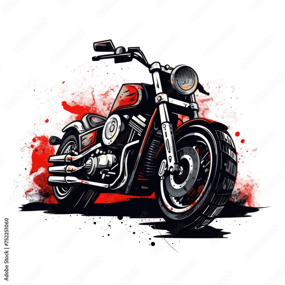 Simple graphic logo of color motorcycle on white background.