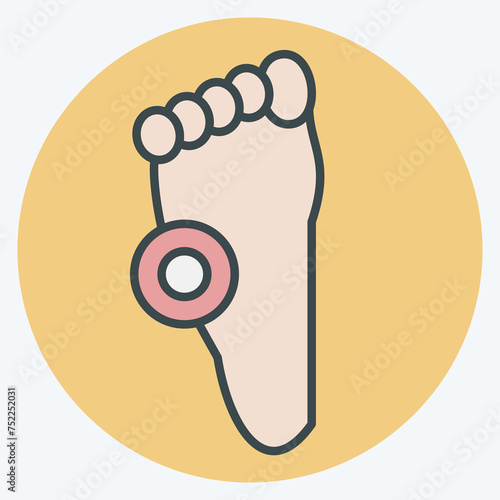 Icon Pain Foot. related to Body Ache symbol. color mate style. simple design editable. simple illustration