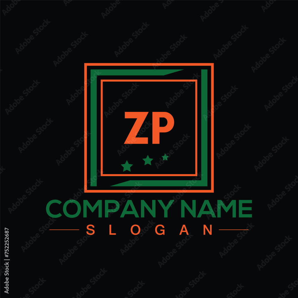 ZP Letter Logo Design with Square shape design ZP Letter Logo Design with Square shape design