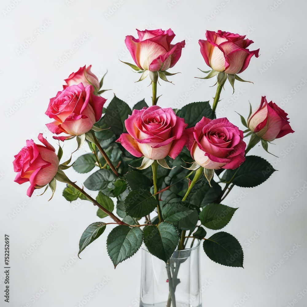 bouquet of roses on white
